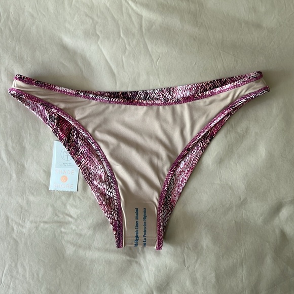 Shade Shore High Leg Extra Cheeky Bikini Bottom Pink Snake Swinsuit Womens S 4 6 - Picture 15 of 17
